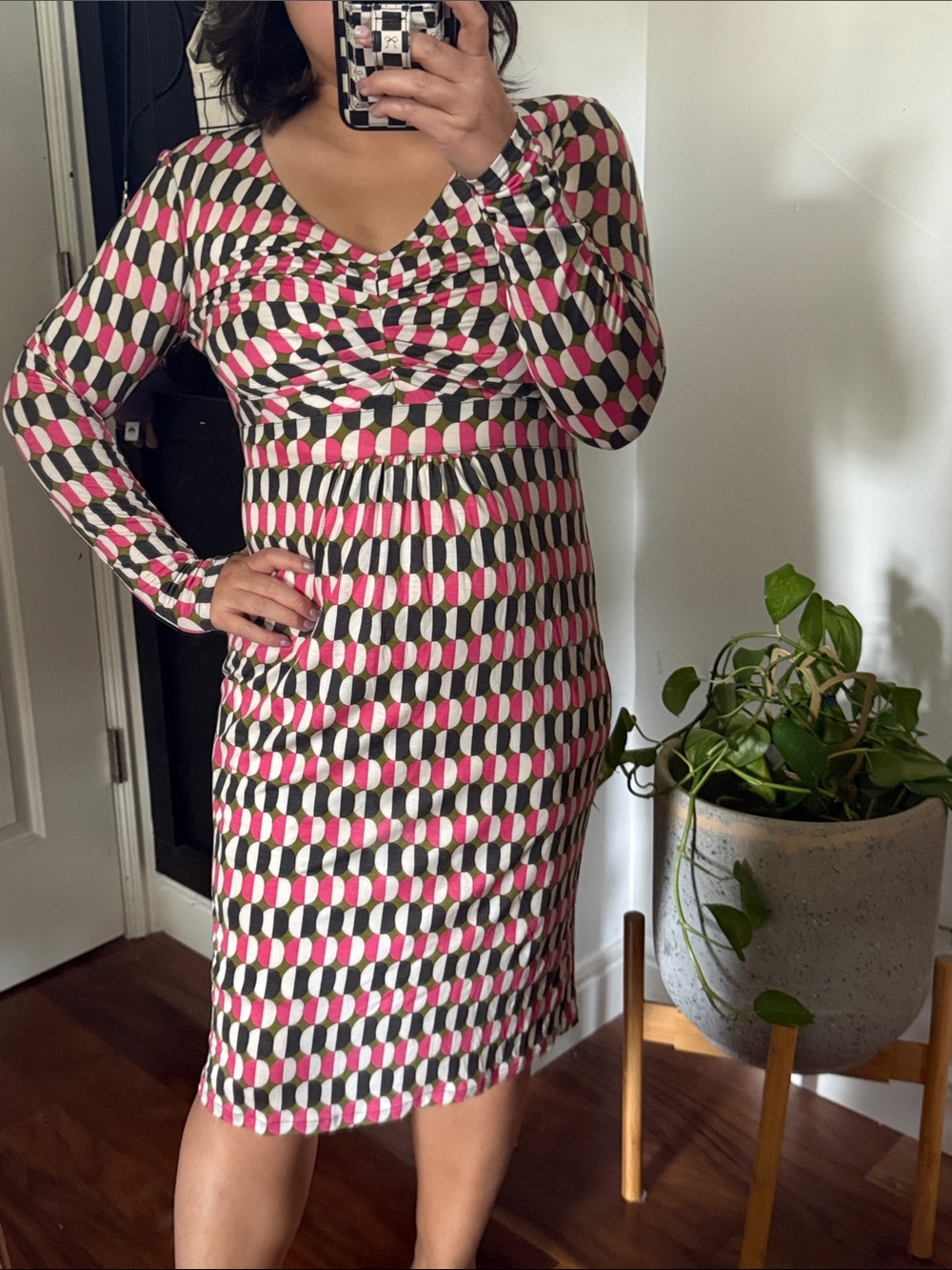 Boden geometric Hannah 100% lyocell knee Length Dress. 6